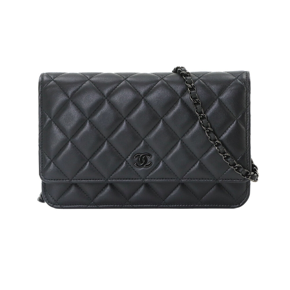 Chanel Matelassé Classic Chain Wallet, Long Lambskin, Black, AP0250, Black Ha...